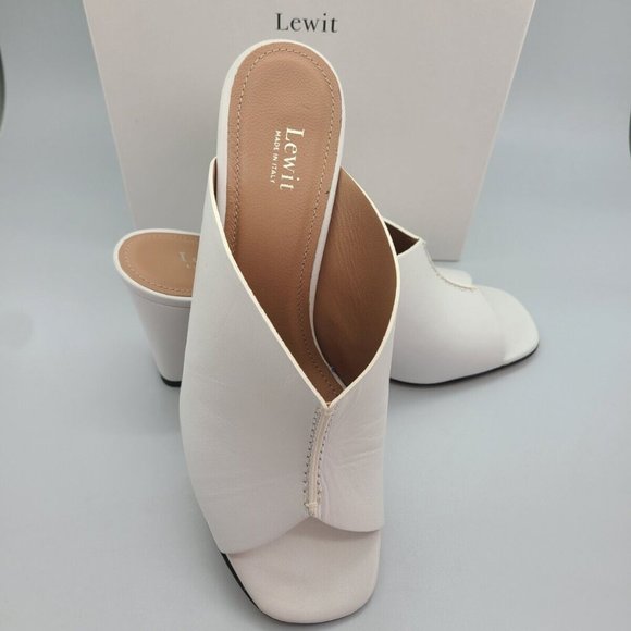 Lewit Shoes - $195 Lewit Heels Sandals White Leather Made In Italy EU Sz 36,5 US Sz 6 new